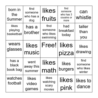 Find Someone Who. . . Bingo Card