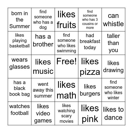 Find Someone Who. . . Bingo Card