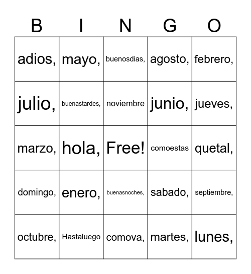 Untitled Bingo Card