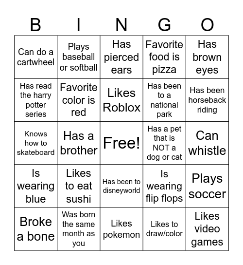 Find Someone Who... Bingo Card