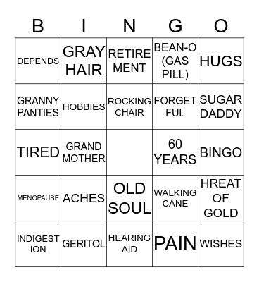 KAREN'S 60th BIRTHDAY Bingo Card