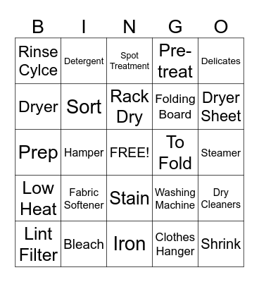Laundry Bingo Card