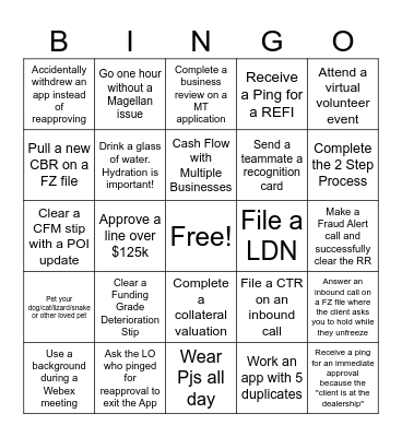 Direct UW WFH Bingo Card