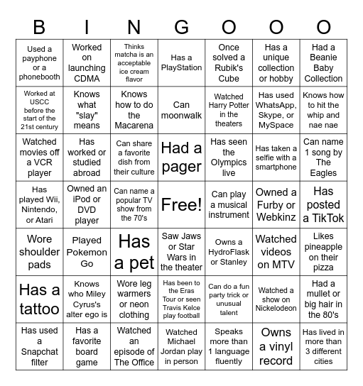 Networking Bingo Card