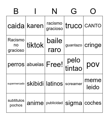 shitpost Bingo Card