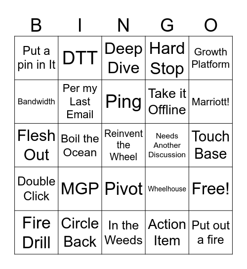 Marriott Bingo! Bingo Card