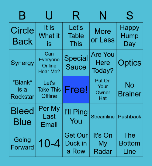 Buzz Words Bingo Card