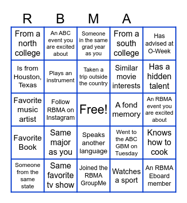 RBMA BINGO Card