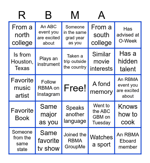 RBMA BINGO Card