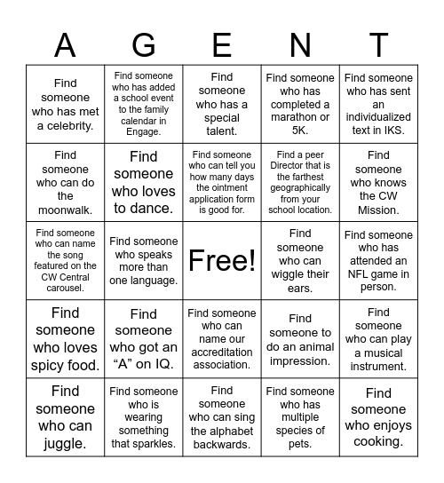 MISSION: POSSIBLE Bingo Card