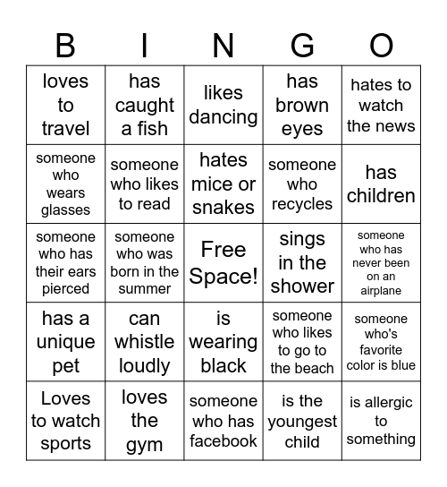 Adult ESL Bingo Card