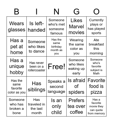 Human Bingo Card