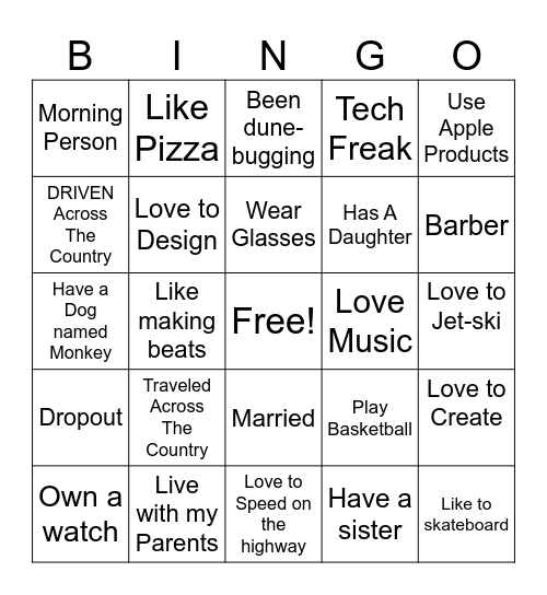 Personal Bingo Card