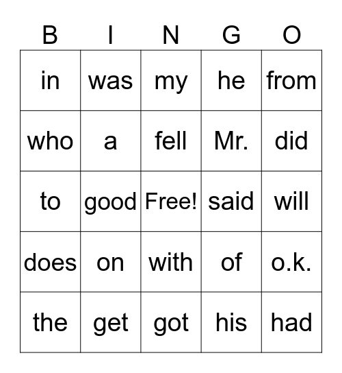 19 Bingo Card