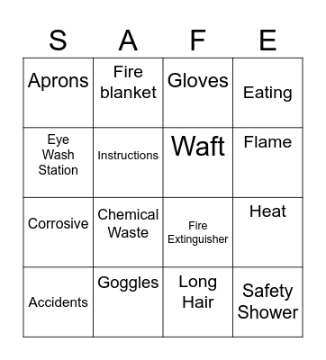 Lab Safety Bingo Card