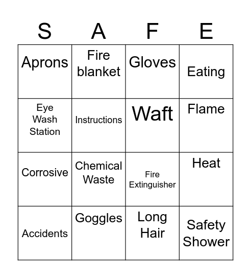 Lab Safety Bingo Card