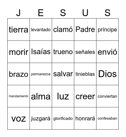 SAN JUAN 12: 27-50 Bingo Card