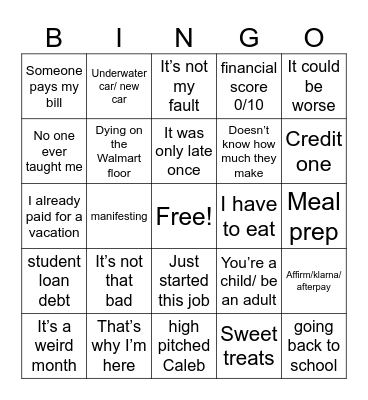Financial Bingo Card