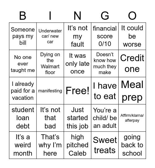 Financial Bingo Card