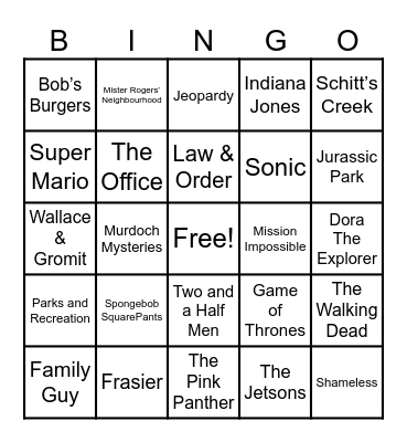 Theme Songs! Bingo Card