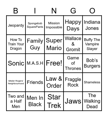 Theme Songs! Bingo Card