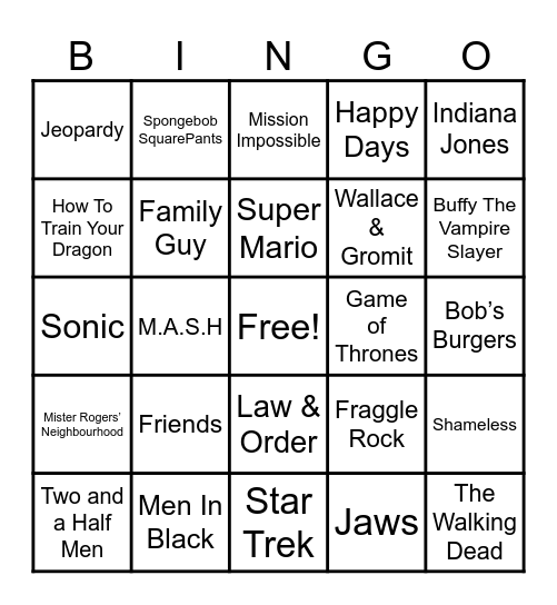 Theme Songs! Bingo Card
