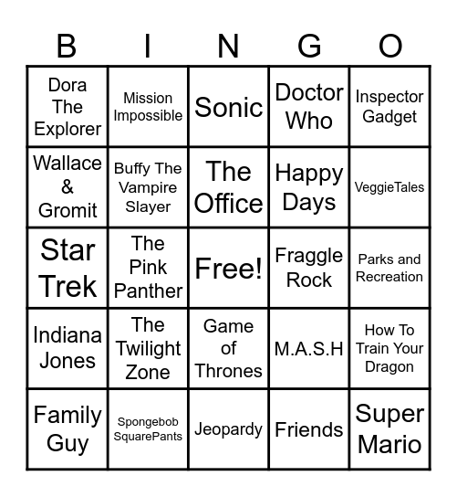 Theme Songs! Bingo Card