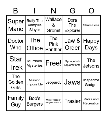 Theme Songs! Bingo Card
