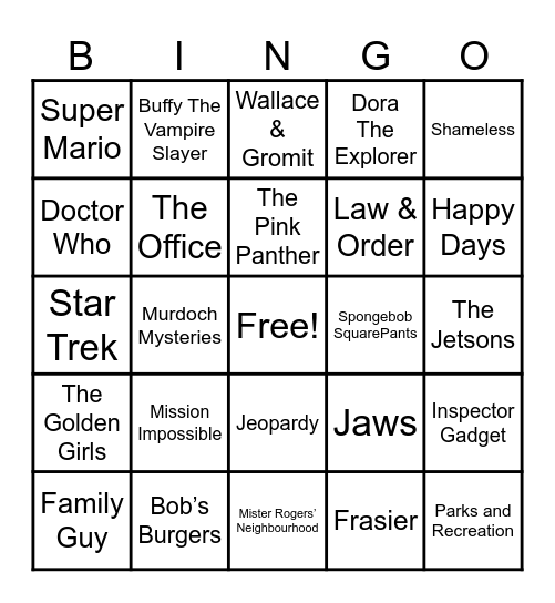 Theme Songs! Bingo Card