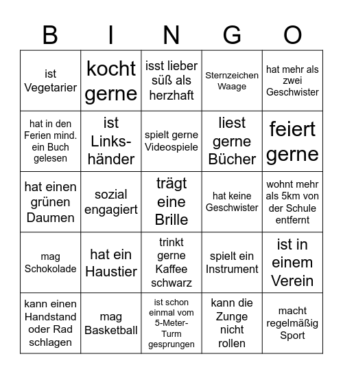 Kennenlern-Bingo Card