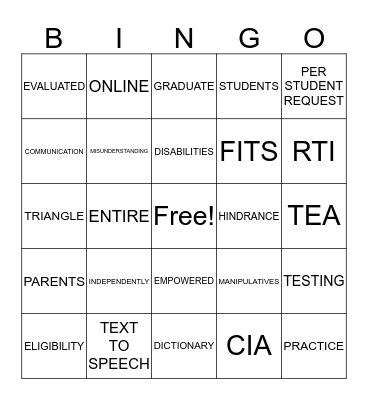 Campus Administrators LOVE Accommodations Bingo Card