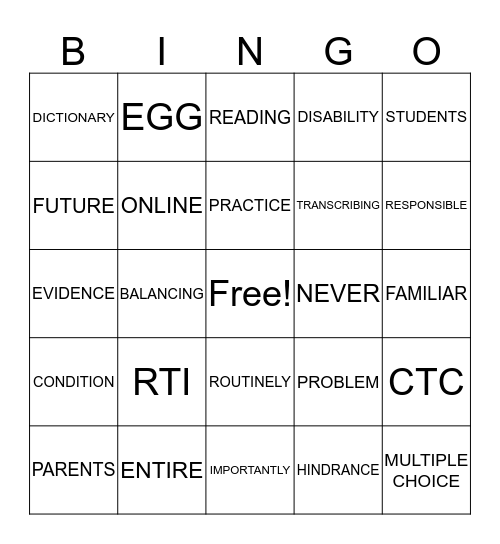 Campus Administrators LOVE Accommodations Bingo Card