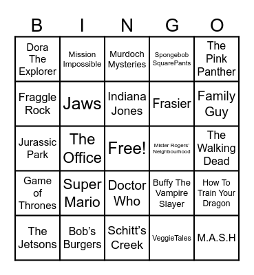 Theme Songs! Bingo Card