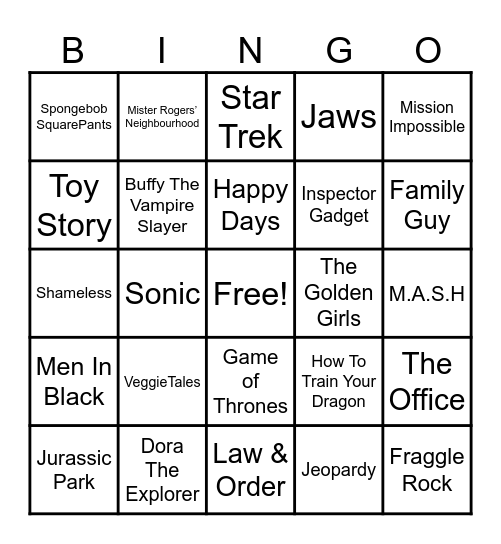 Theme Songs! Bingo Card