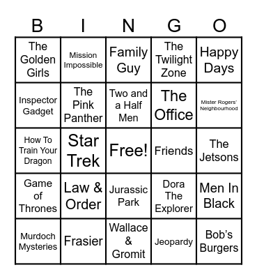 Theme Songs! Bingo Card