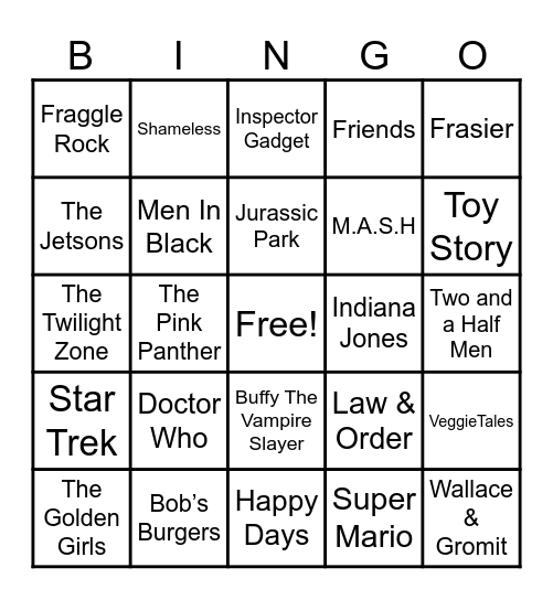 Theme Songs! Bingo Card