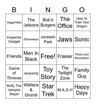 Theme Songs! Bingo Card
