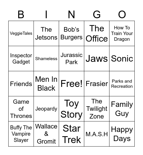 Theme Songs! Bingo Card