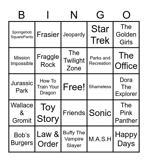 Theme Songs! Bingo Card