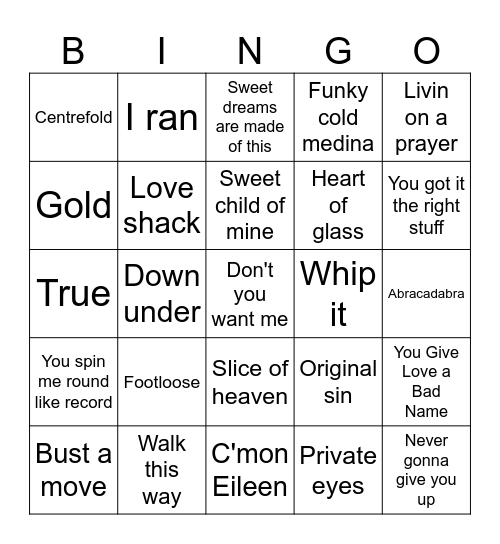 Selwyn Nicolas Blue light disco bangers Bingo Card