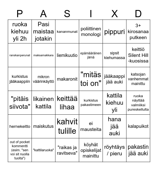 Pasi Viheraho Kokkausbingo Card