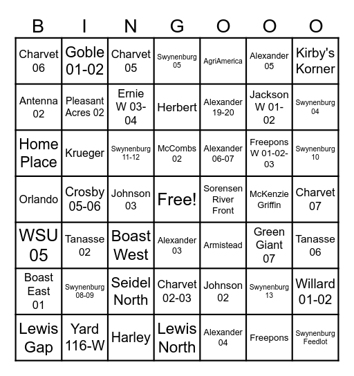 2025 Hop Bingo Card