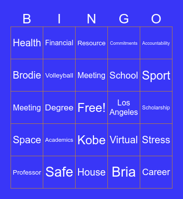 Virginia State: Virtual Open House Bingo Card