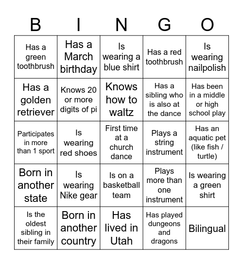 Speed Friending! Bingo Card