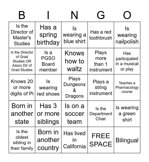 Speed Friending! Bingo Card