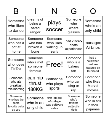 Human Bingo Card