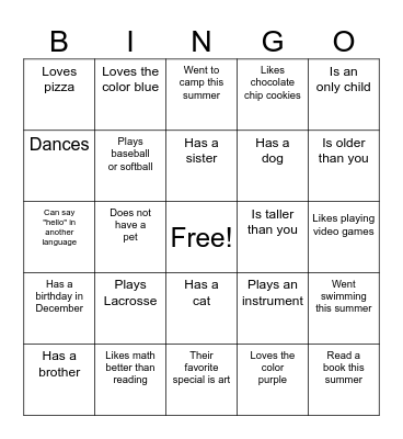Find Someone Who... Bingo Card