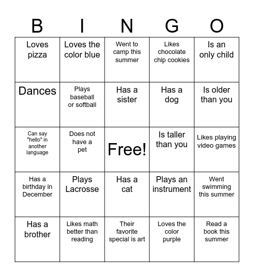 Find Someone Who... Bingo Card