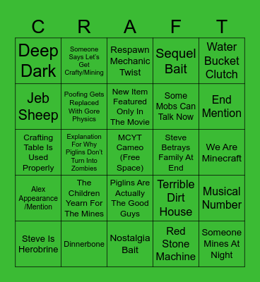 Minecraft Bingo Card