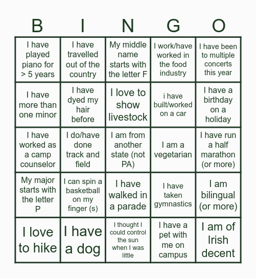 Phi Sig Bingo! Bingo Card